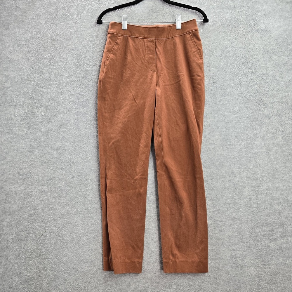 Spanx Women Pants S Brown Pull On Straight‎ 25" Inseam Cotton Rayon Mid Rise